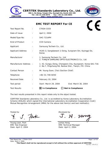 CE Test Report - Samsung CCTV