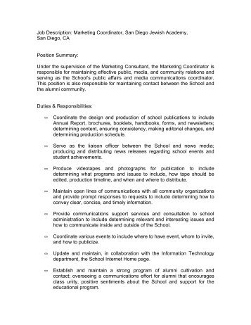 job description media relations coordinator california tourism