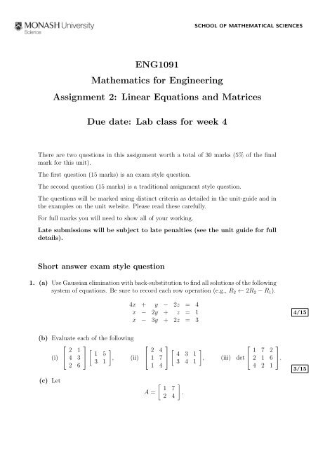 ENG1091 Mathematics for Engineering Assignment 2 - User Web ...