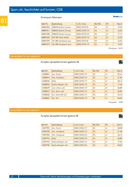 Holzwerkstoffe Katalog 2013 - Weyland GmbH