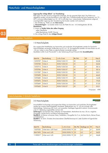 Holzwerkstoffe Katalog 2013 - Weyland GmbH