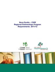 NSHRF CIHR RPP March06.indd - Nova Scotia Health Research ...