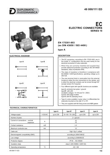 49 000/111 ED ELECTRIC CONNECTORS - Duplomatic