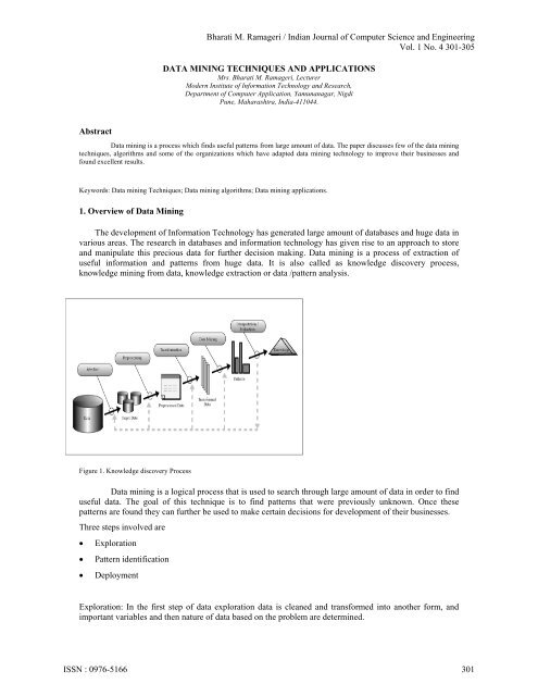 data mining techniques and applications - Indian Journal of ...