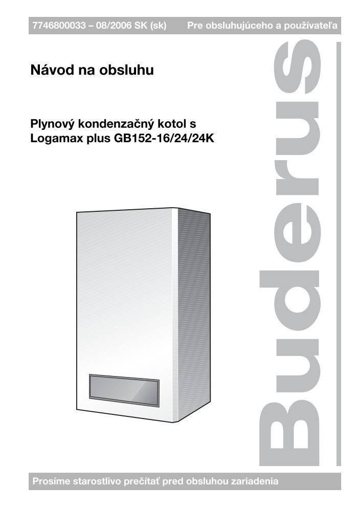 User manual Logamax plus GB152-16/24/24K - SK - Buderus