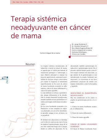 Terapia sistÃ©mica neoadyuvante en cÃ¡ncer de mama - ClÃ­nica Las ...