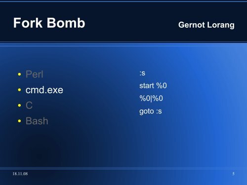 Fork Bomb Gernot Lorang
