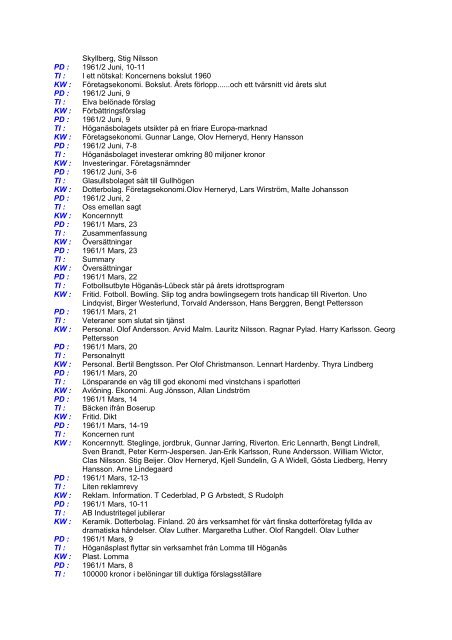 InnehÃ¥llsfÃ¶rteckning 2009 - Stawfordska SÃ¤llskapet