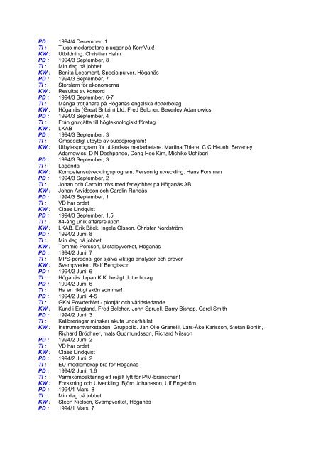 InnehÃ¥llsfÃ¶rteckning 2009 - Stawfordska SÃ¤llskapet