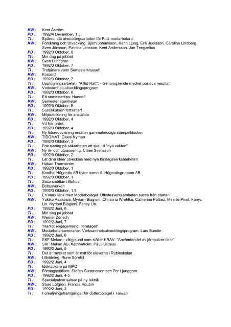 InnehÃ¥llsfÃ¶rteckning 2009 - Stawfordska SÃ¤llskapet