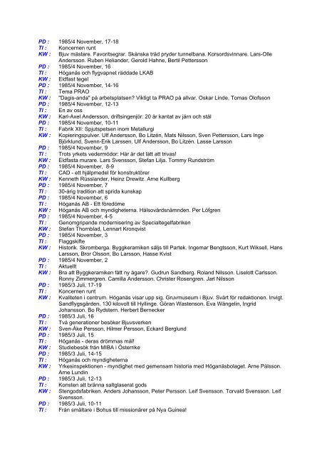 InnehÃ¥llsfÃ¶rteckning 2009 - Stawfordska SÃ¤llskapet