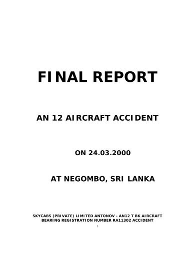FINAL REPORT - Civil Aviation Authority of Sri Lanka