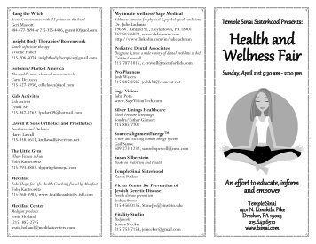 Health and Wellness Fair - Temple Sinai