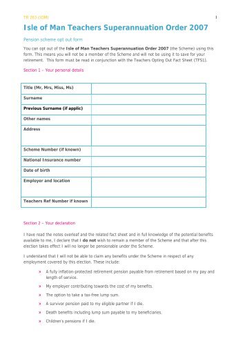 Opt out form - Pensions