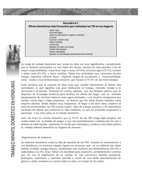 El Trabajo Infantil DomÃ©stico en Honduras. A Puerta Cerrada..., 2003