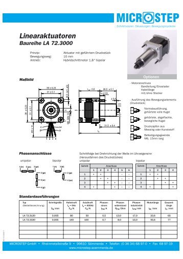 Linearaktuatoren Baureihe LA 72.3000 - MICROSTEP GmbH ...