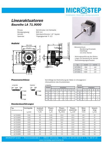 Linearaktuatoren Baureihe LA 71.9000 - MICROSTEP GmbH ...