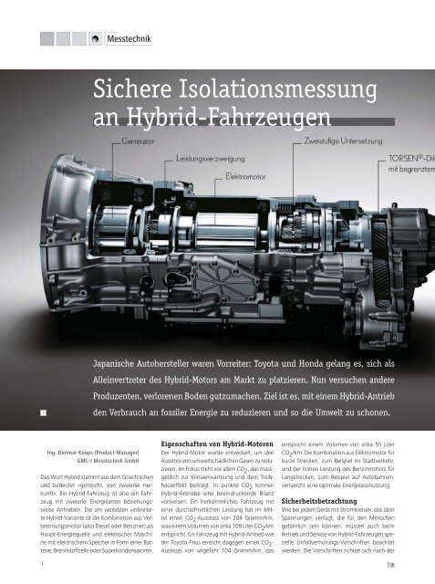 Sichere Isolationsmessung an Hybrid-Fahrzeugen