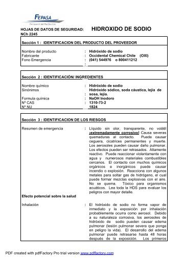 HOJAS DE SEGURIDAD HIDROXIDO DE SODIO