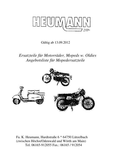 Ersatzteile für Motorräder, Mopeds w. Oldies ... - Heumann