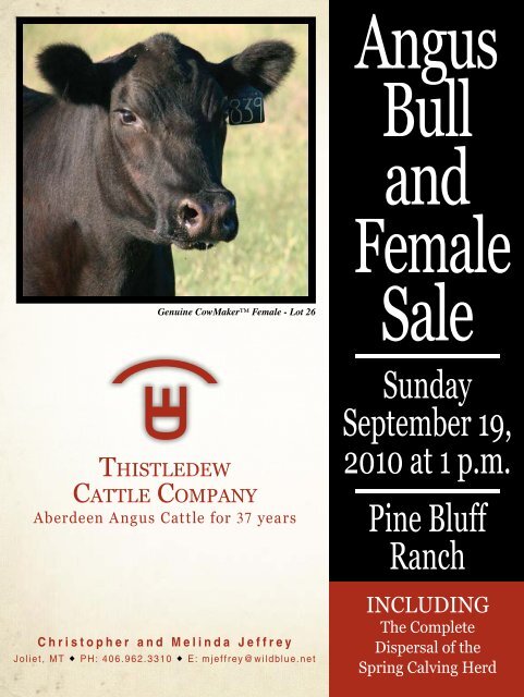 Sunday September 19, 2010 at 1 pm Pine Bluff Ranch - Angus Journal