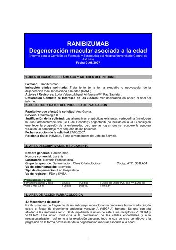 Informe Ranibizumab - Hospital Universitario Central de Asturias