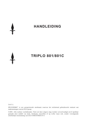 HANDLEIDING TRIPLO 801/801C - Triple H Equipment