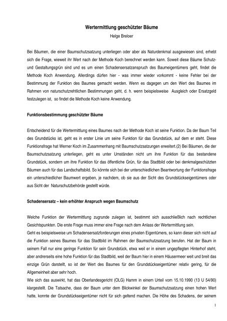 Baumbewertung stammformel methode
