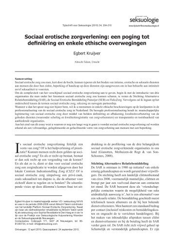 Sociaal erotische zorgverlening - Tijdschrift voor Seksuologie