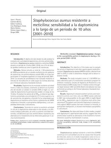 Staphylococcus aureus resistente a meticilina: sensibilidad ... - Seq.es