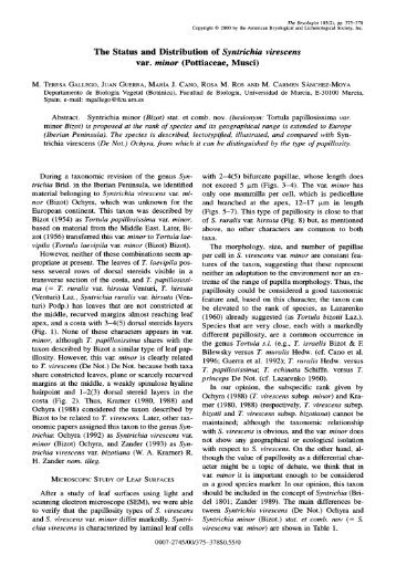 The Status and Distribution of Syntrichia virescens var ... - Pottiaceae