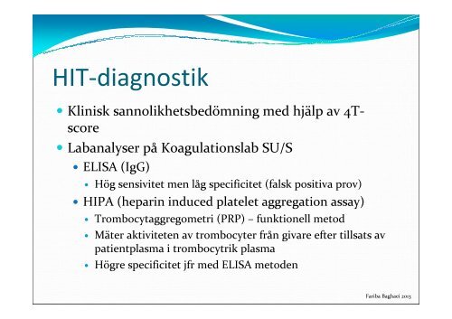 Fariba Baghaei ÃverlÃ¤kare Koagulationscentrum Sektionen fÃ¶r ...