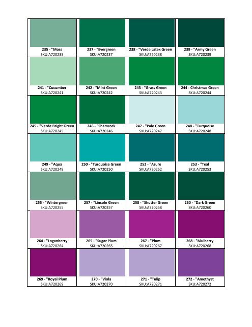 Army Green Color Chart