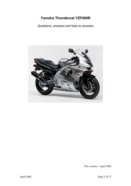 Yzf600r thundercat deals