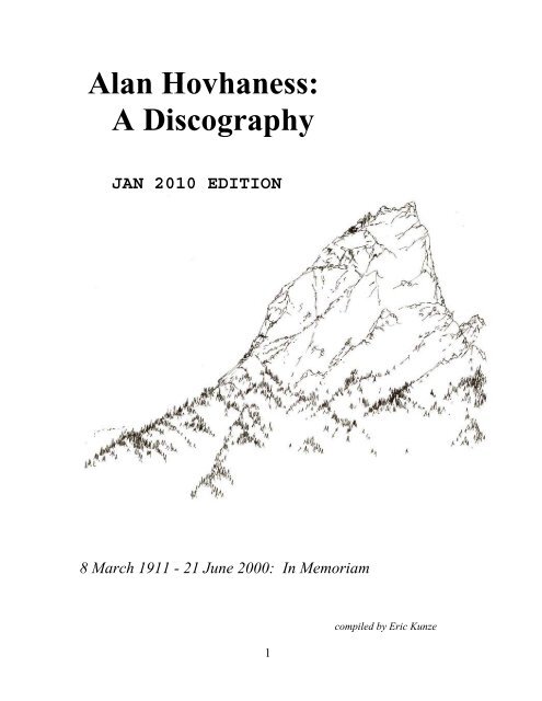 Alan Hovhaness: A Discography - UVic.Ca