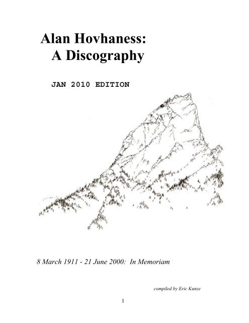 Alan Hovhaness: A Discography - UVic.ca