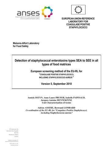 Detection of staphylococcal enterotoxins types SEA to SEE in all ...