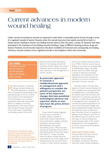 Current advances in modern wound healing - Wounds UK