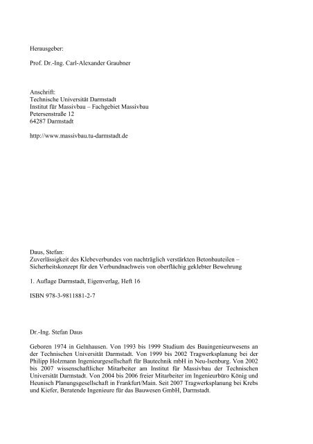 Heft 16 - Institut fÃ¼r Massivbau - Technische UniversitÃ¤t Darmstadt