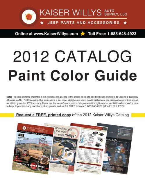 2012 CATALOG - Kaiser Willys Jeep Parts