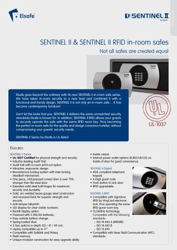 SENTINEL II & SENTINEL II RFID in-room safes - Eurotel