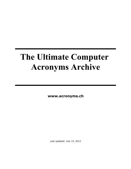 The Ultimate Computer Acronyms Archive