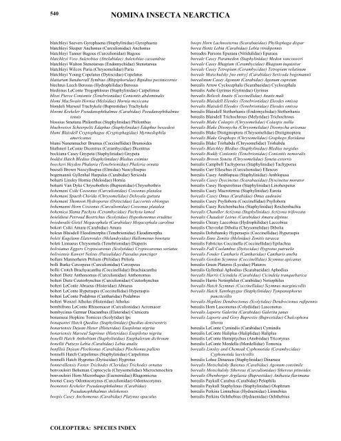 Species Index a - f; pp. 505 - 616 - Nearctica