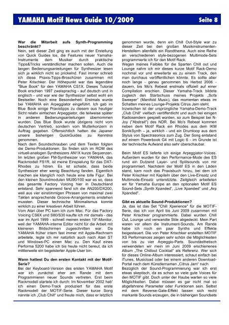 YAMAHA Motif News Guide 10/2009 - klangmedium.de