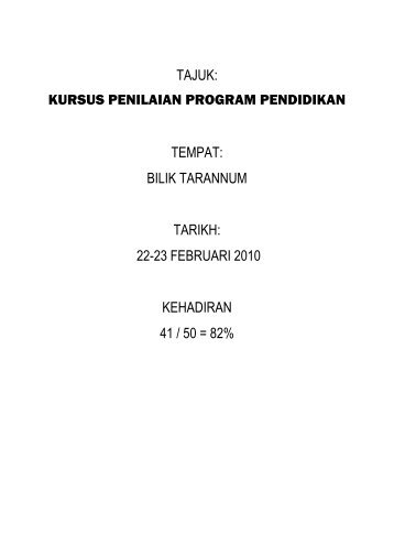 TAJUK: KURSUS PENILAIAN PROGRAM PENDIDIKAN TEMPAT ...