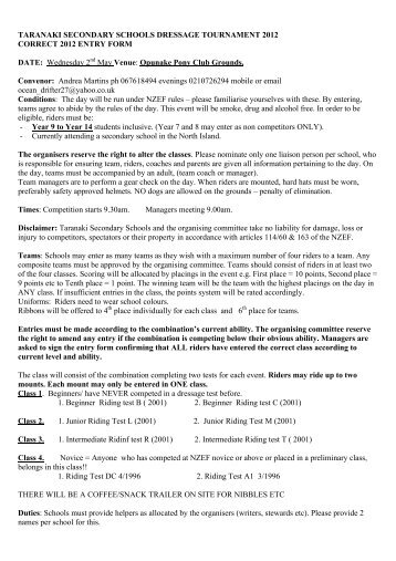 TTSSAEntry form and info 2012 - Taranaki Secondary School Sport ...