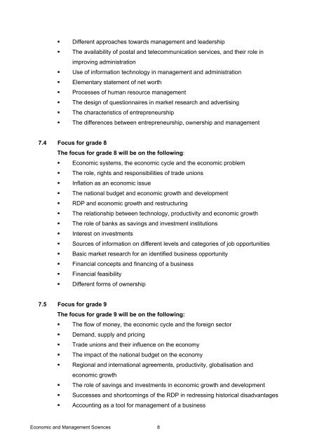 Economic Management Sciences Learning Area - Curriculum ...