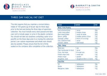 THREE DAY FAECAL FAT DIET