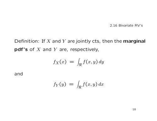 2.16 Bivariate Random Variables Discrete Case Continuous Case ...