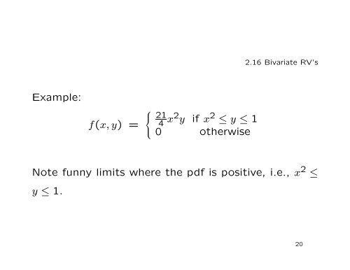 2.16 Bivariate Random Variables Discrete Case Continuous Case ...